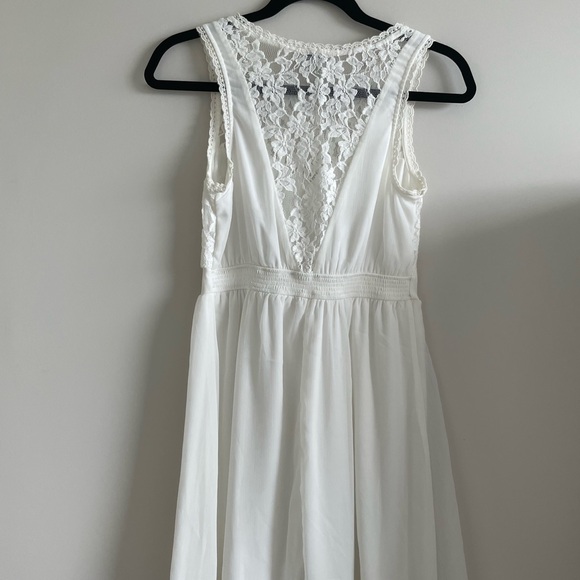 Kismet White Lace Overlay Sleeveless A-Line Dress - Picture 2 of 2